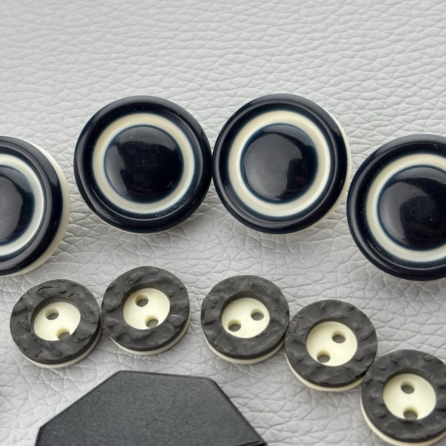 Black White Orange Button Lot ~ 35pc Plastic Sewing Craft Supply Mixed Set