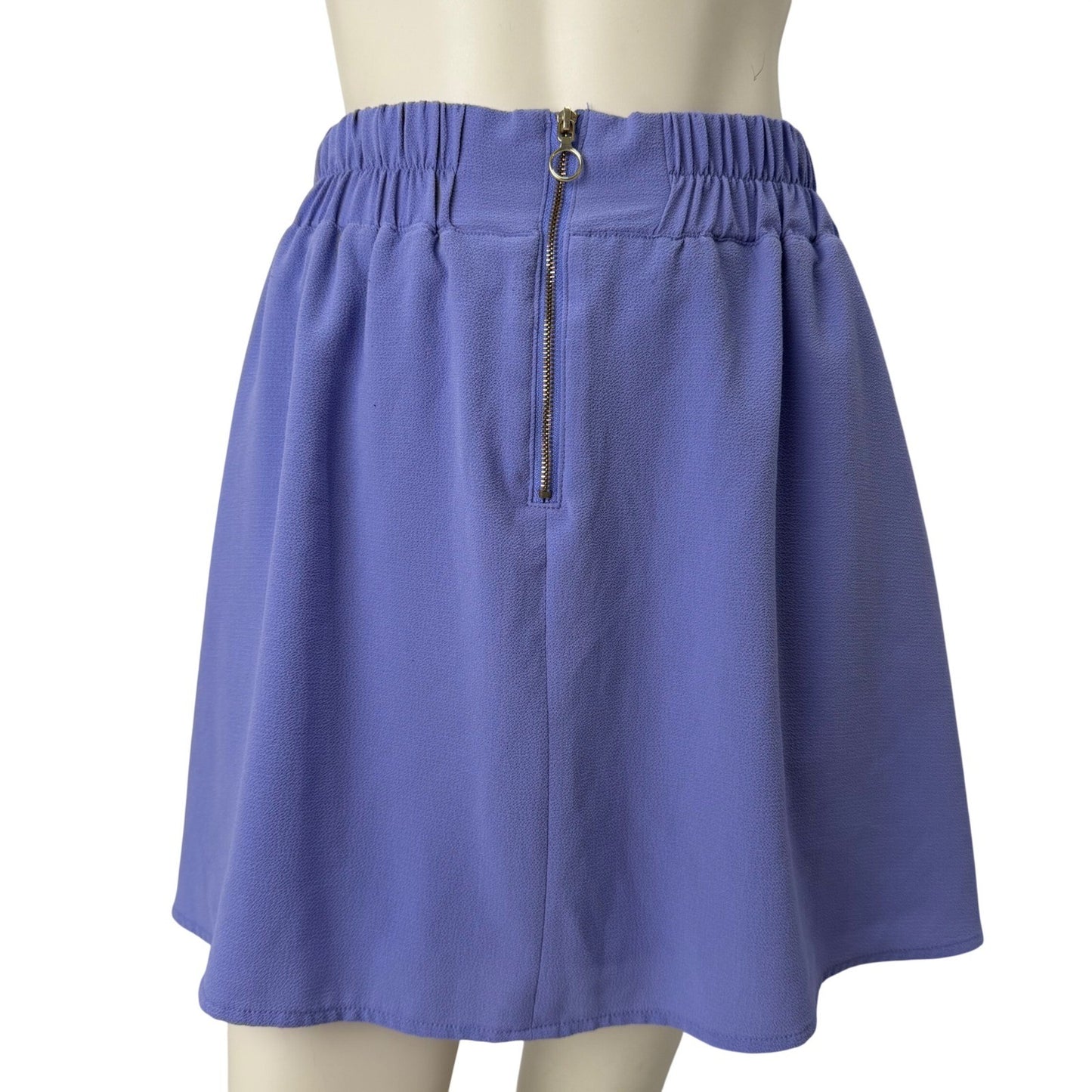 Dynamite Mini Skirt Periwinkle Blue Crepe Front Zip Baddie Coquette Soft Girl S
