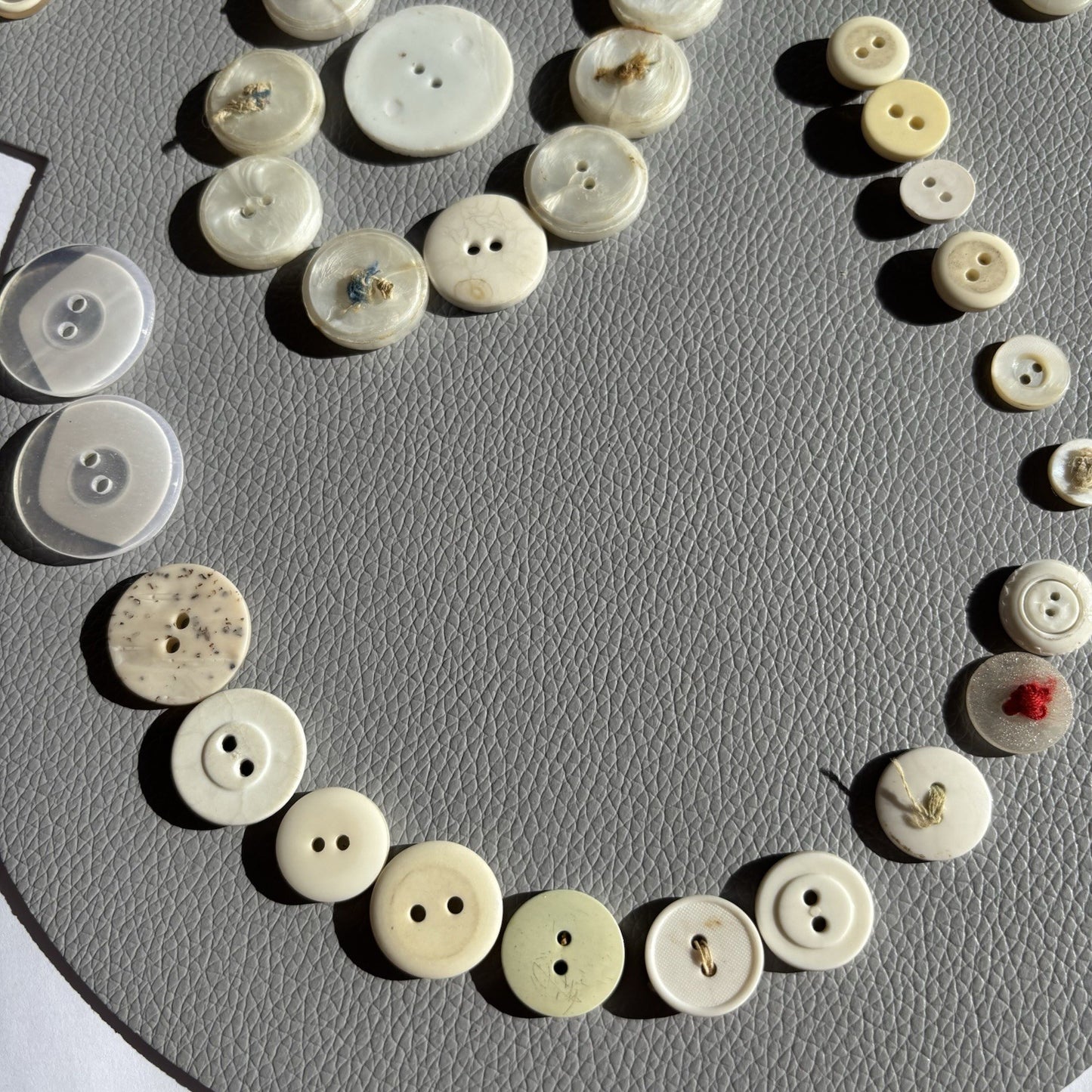 Vintage White Button Lot ~ 113  Mixed Material Size Small Medium large 2 Hole