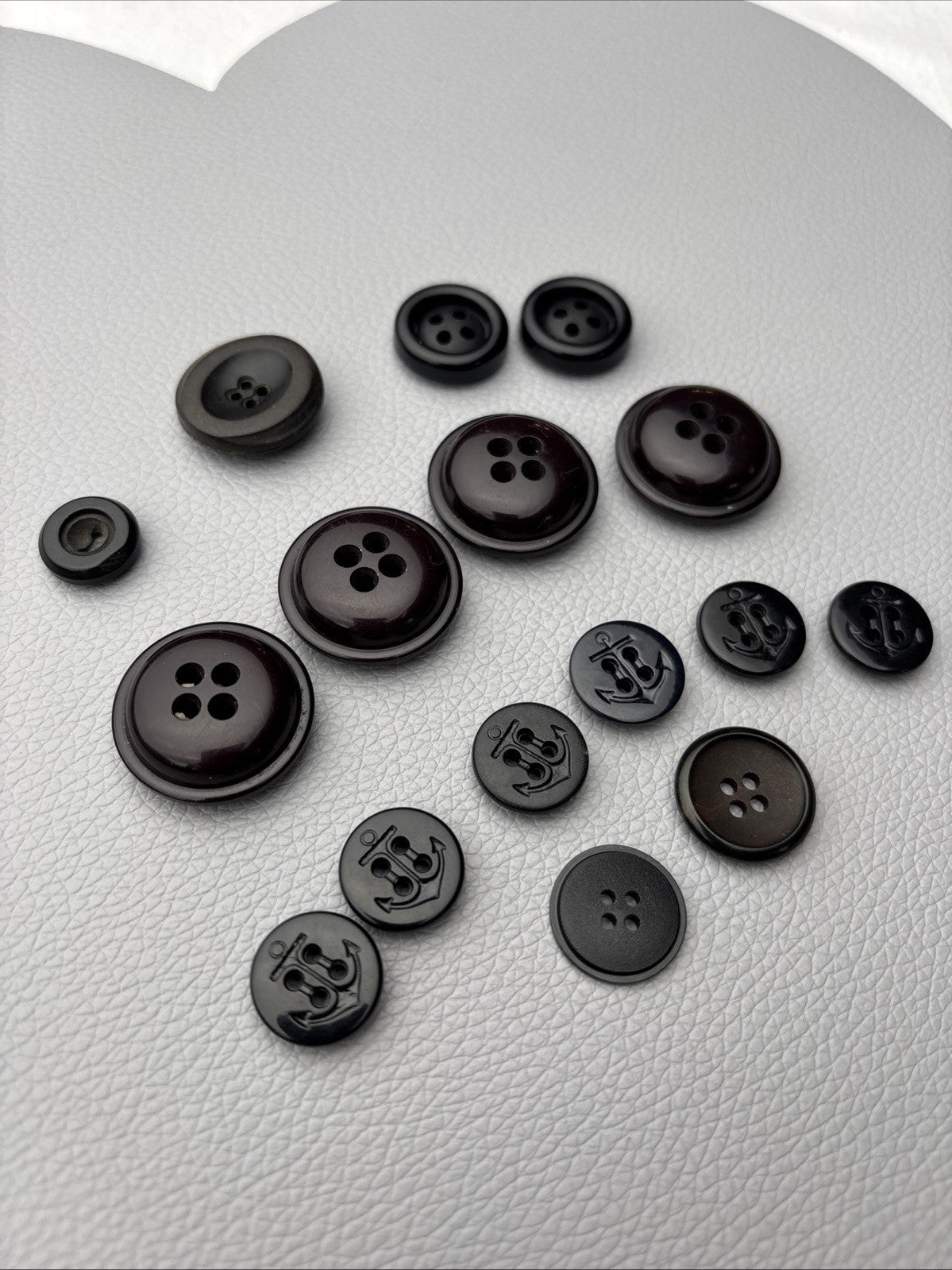 Vintage button lot ,15 black  mix with nautical anchor designs Rare Steel