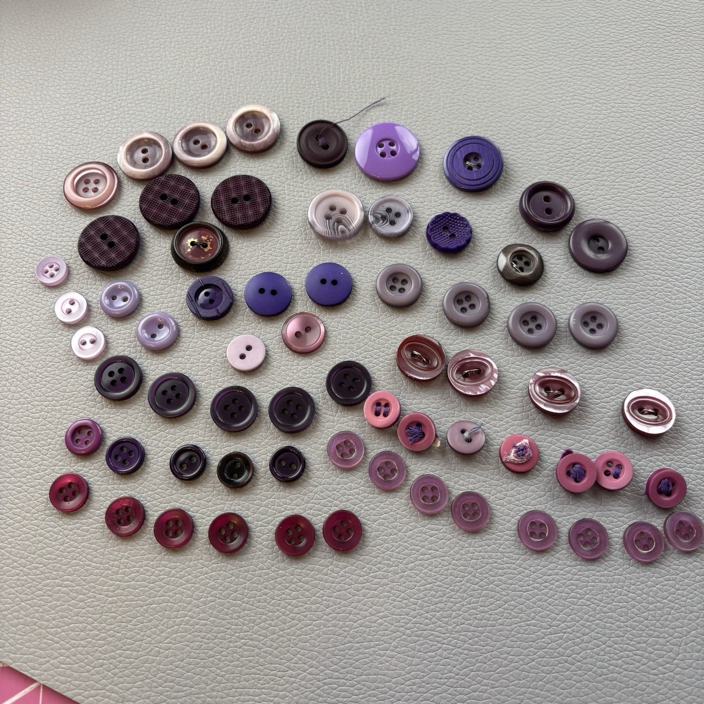 Vintage + New Purple Two Hole + Four Hole Round Button Lot 67 Pieces Sew Crafts