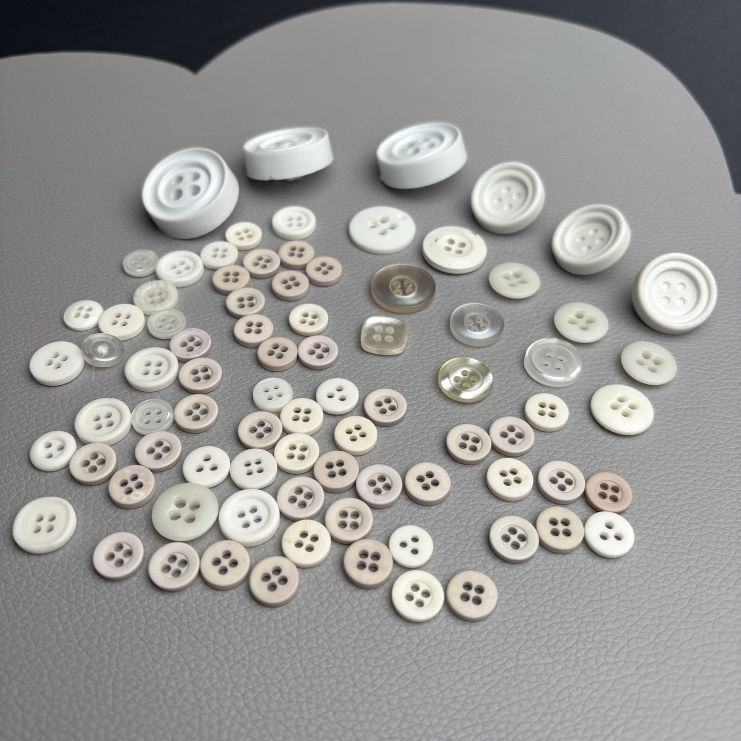Vintage White & Ivory Button Lot (80pcs) – Casein, Shell, and Early Plastic Mix