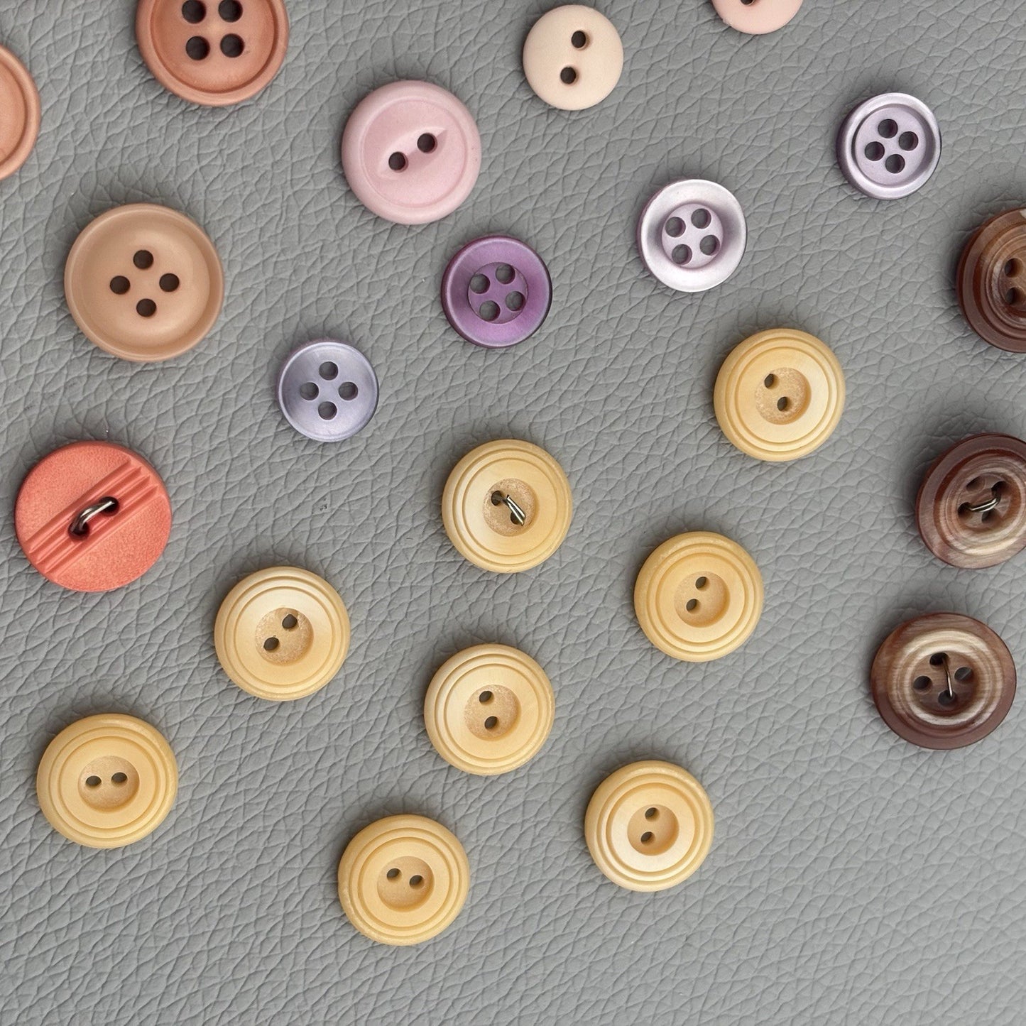 Vintage 78 Button Lot Pastel & Bright Mix | Pink, Yellow, Peach, Early Plastics