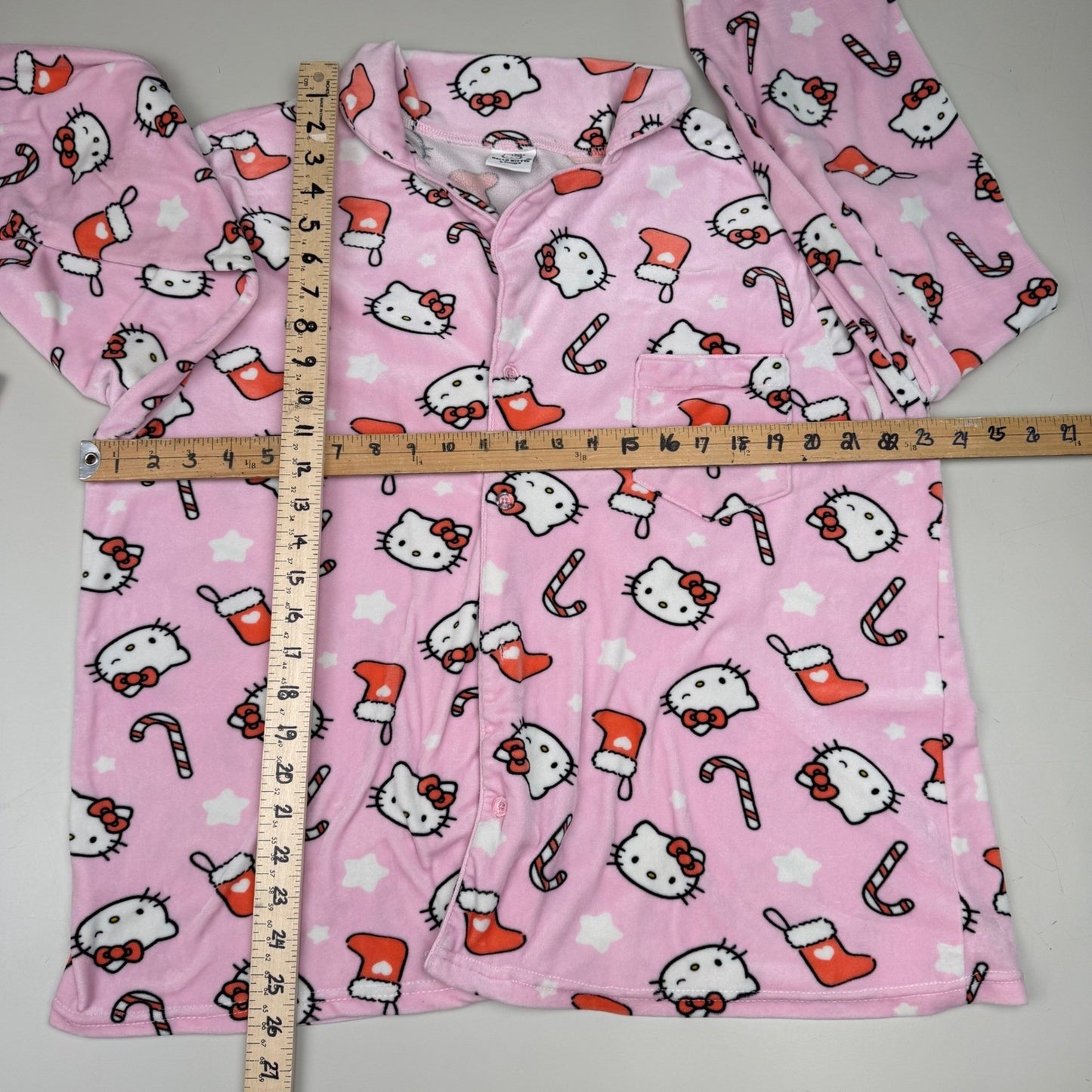 Hello Kitty Pajama Set Christmas Pink Plush Kawaii Coquette Sanrio Sleepwear XL