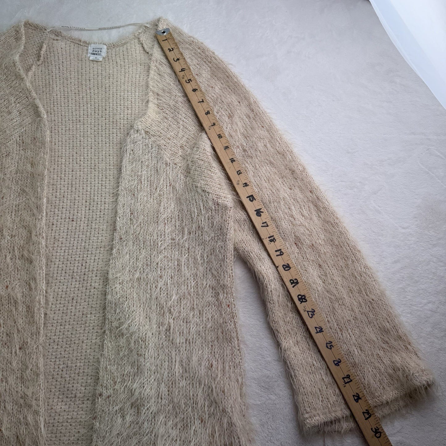 Some Days Lovin Fuzzy Pink Cardigan Eyelash Open Front Sweater  Women’s Small