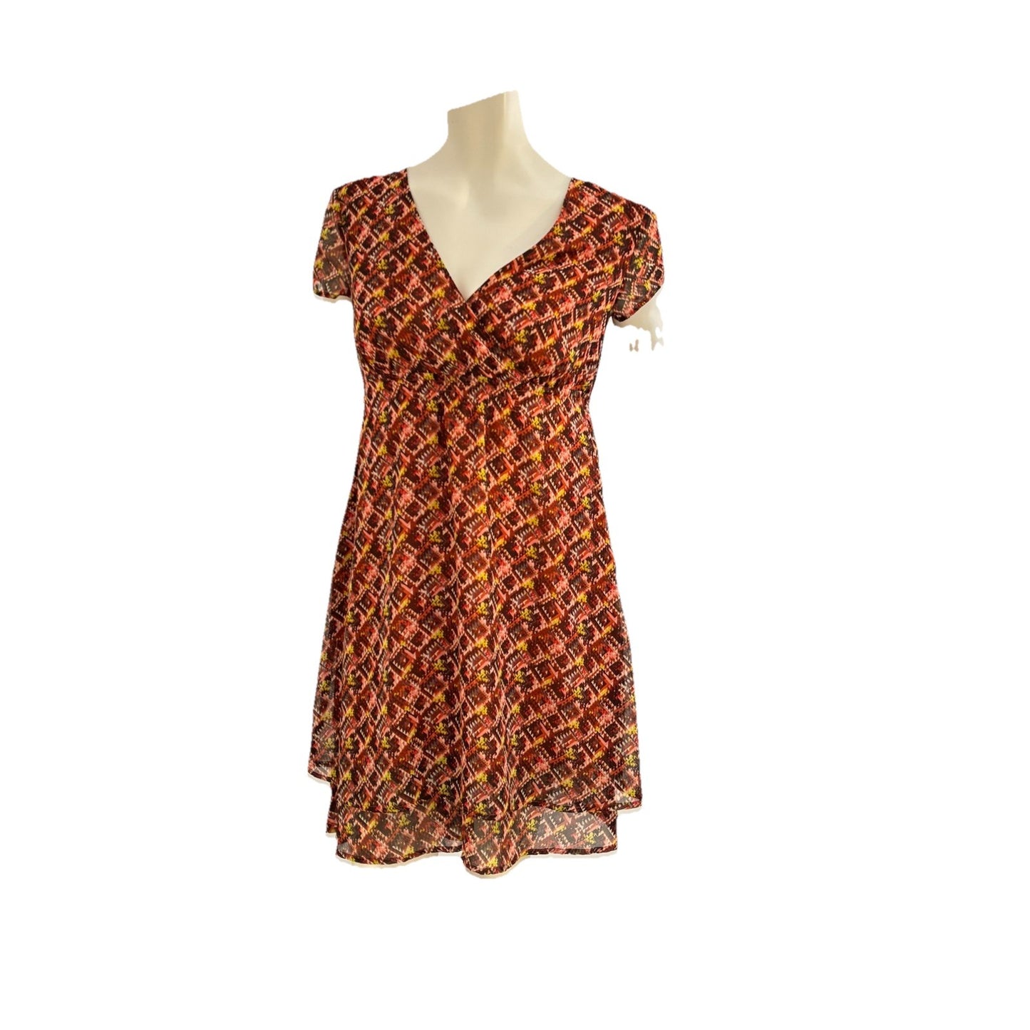 Esprit Baby Doll  V-Neck Dress Women’s Boho Summer Festival Sz Large Earthcore