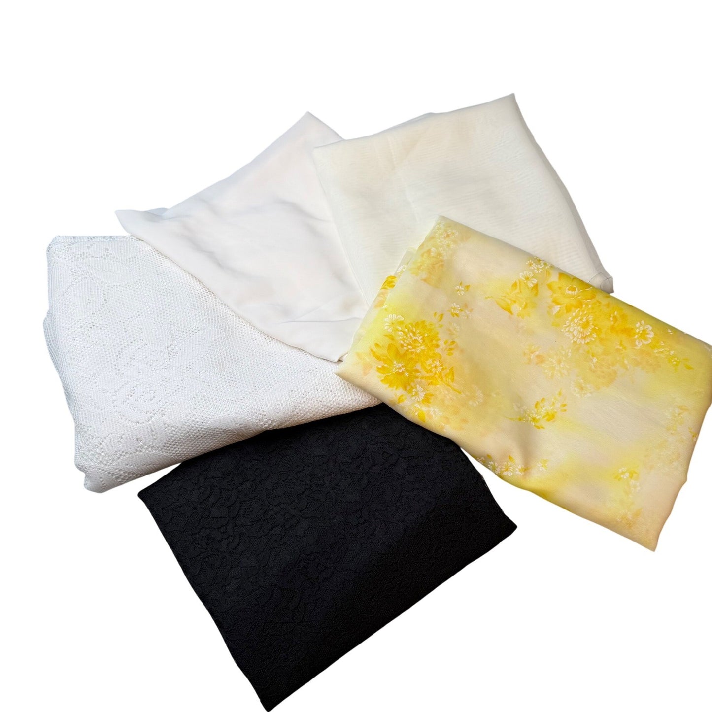 Vintage Sheer & Lace Fabric Lot | Chiffon & Lace | 5 Pieces | 9m Total