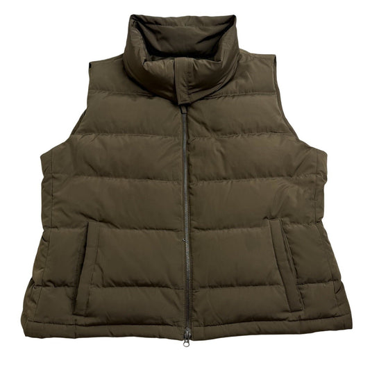Talbots Womens Olive Green Puffer Vest Zip Front Duck Down Feather Gorpcore XL