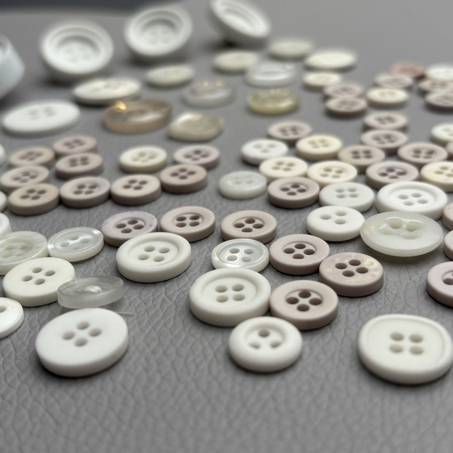 Vintage White & Ivory Button Lot (80pcs) – Casein, Shell, and Early Plastic Mix