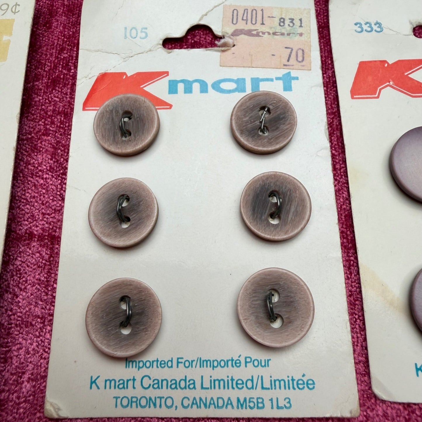 Le Chic Kmart Rare Vintage Buttons Lot 13 Count Wood Grain Italy Retro Sewing