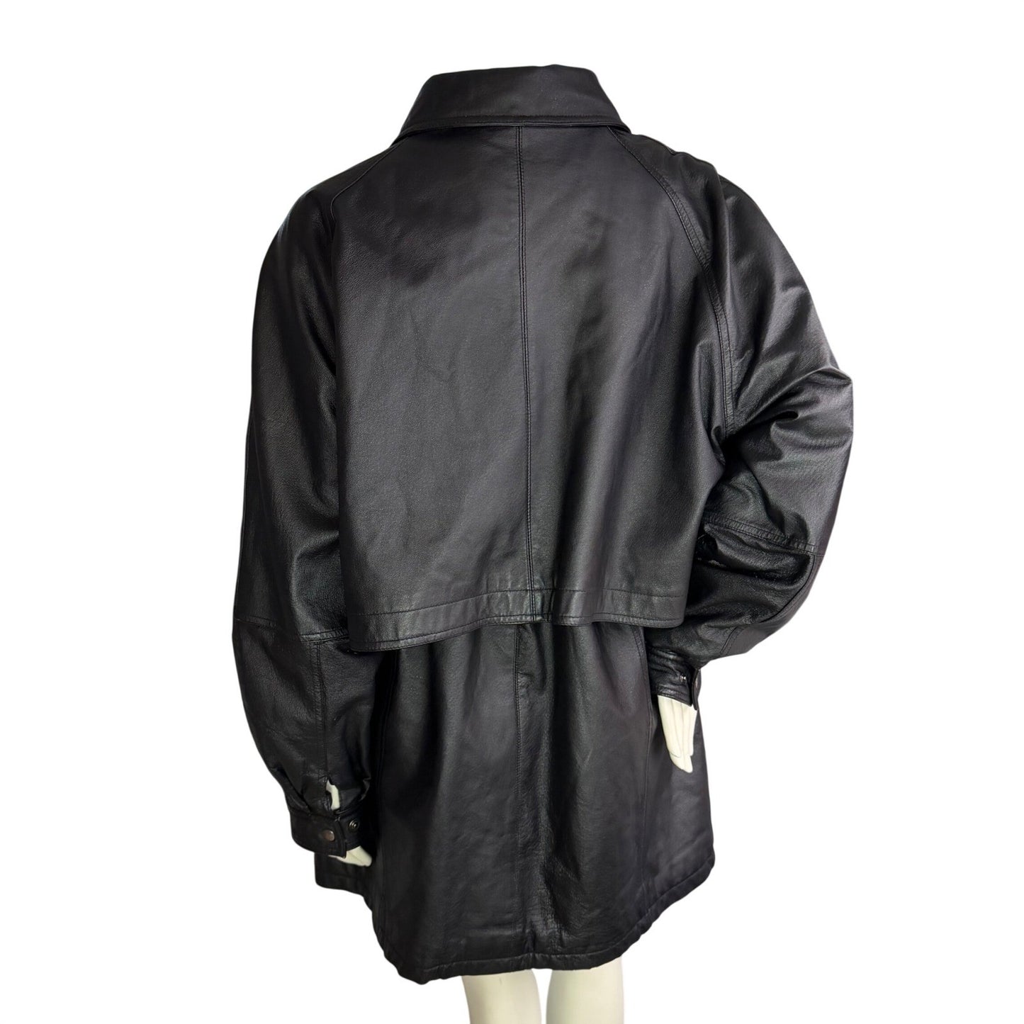 Vintage Black Leather Jacket 22W Plus Size Oversized Minimal Chic Soft
