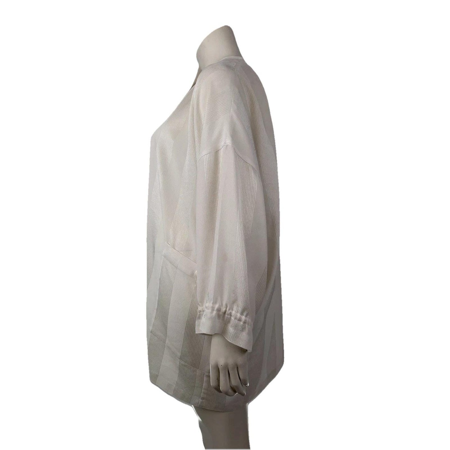 Vintage Simon Chang Women  White Large Blouse Button Closure Basic Quiet Luxury