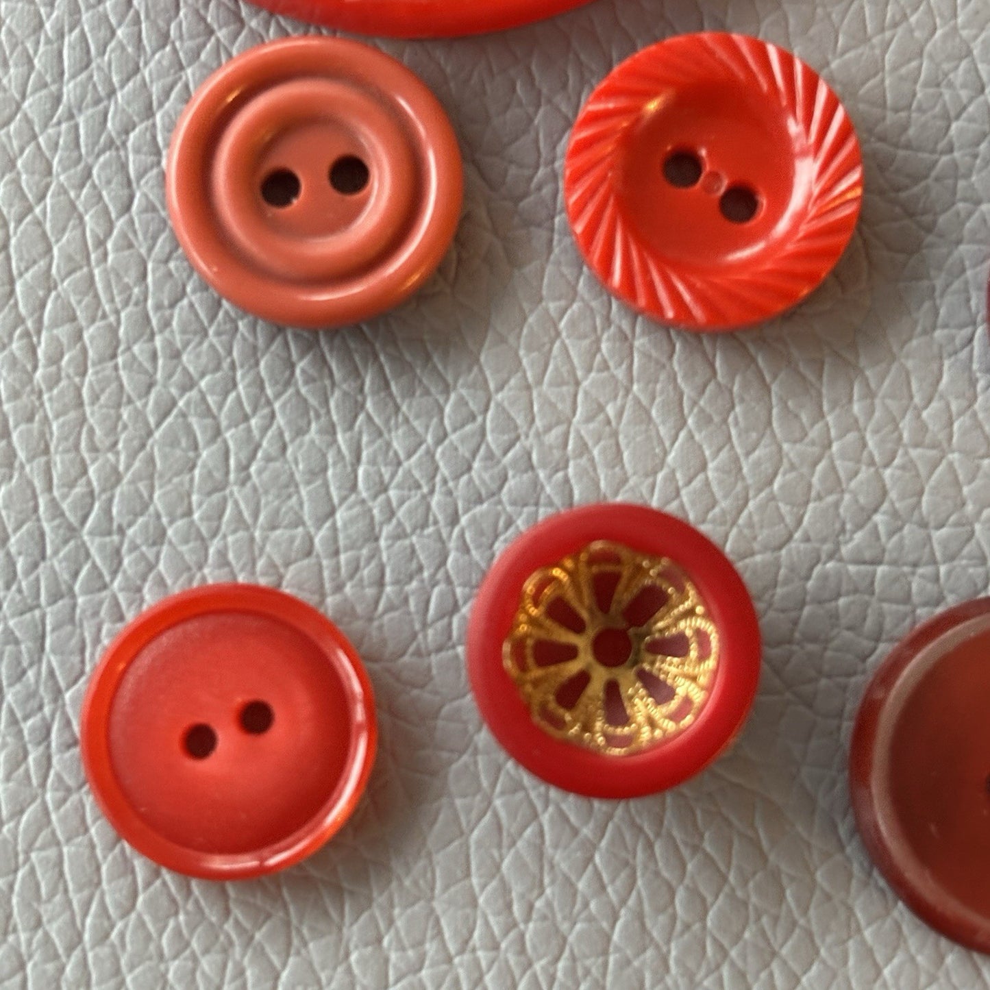 Vintage Red Button Lot Two Hole, Early Plastics Sewing Crafts Small Medium Large