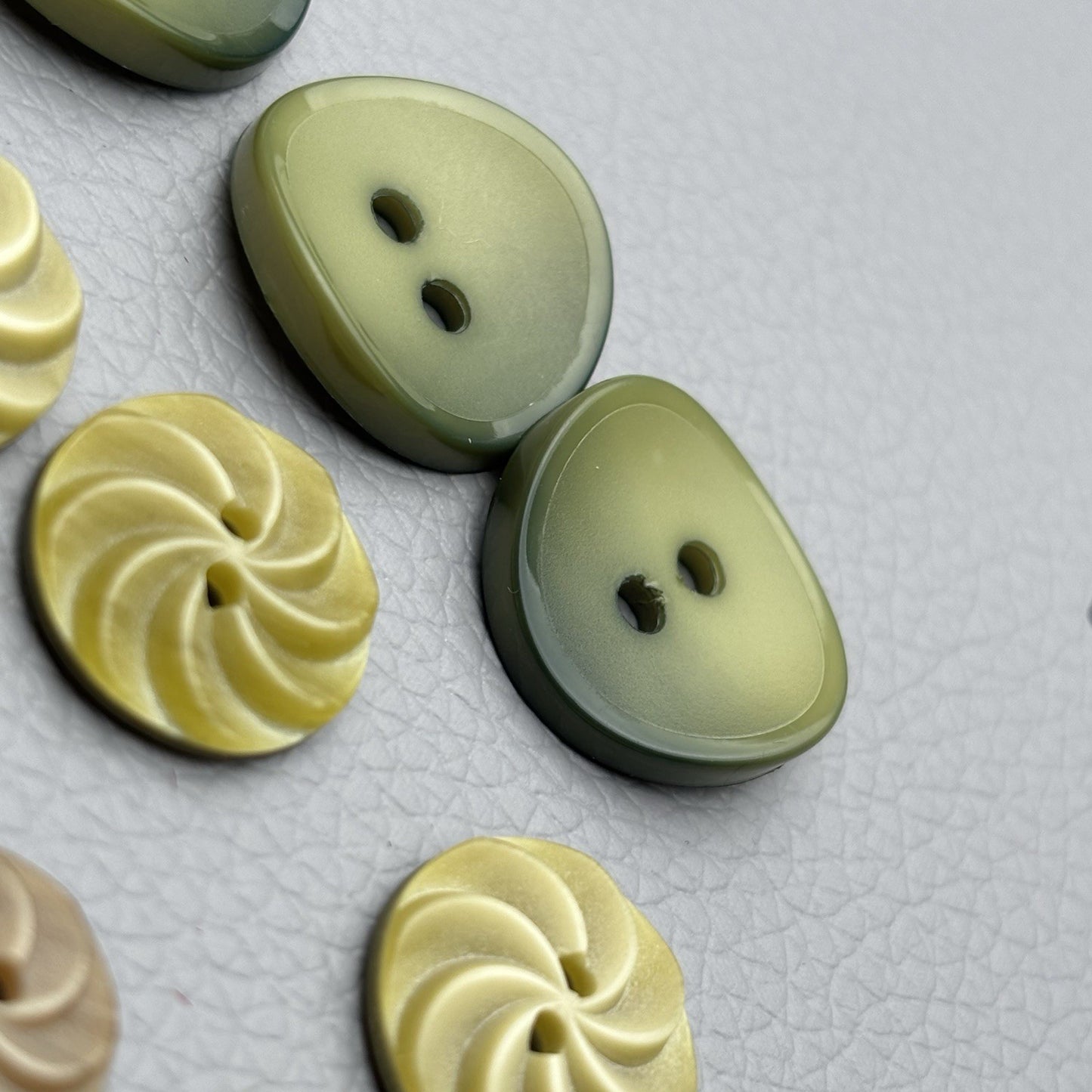 Vintage Green Button Lot 58 Piece Emerald, Olive, Chartreuse & Swirl Designs –