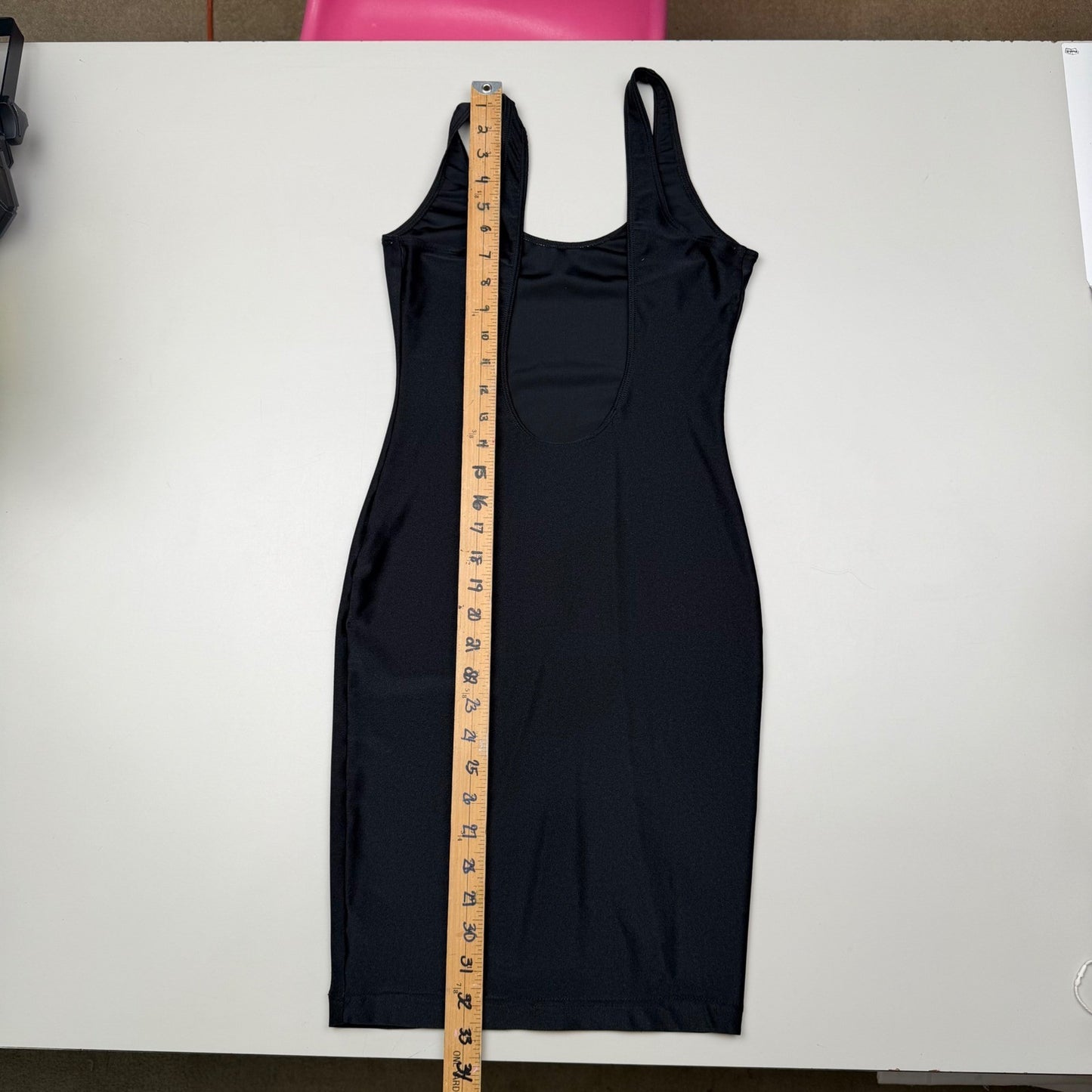 American Apparel Bodycon Dress Black Low Back Y2K Minimalist Clubwear LBD Size L