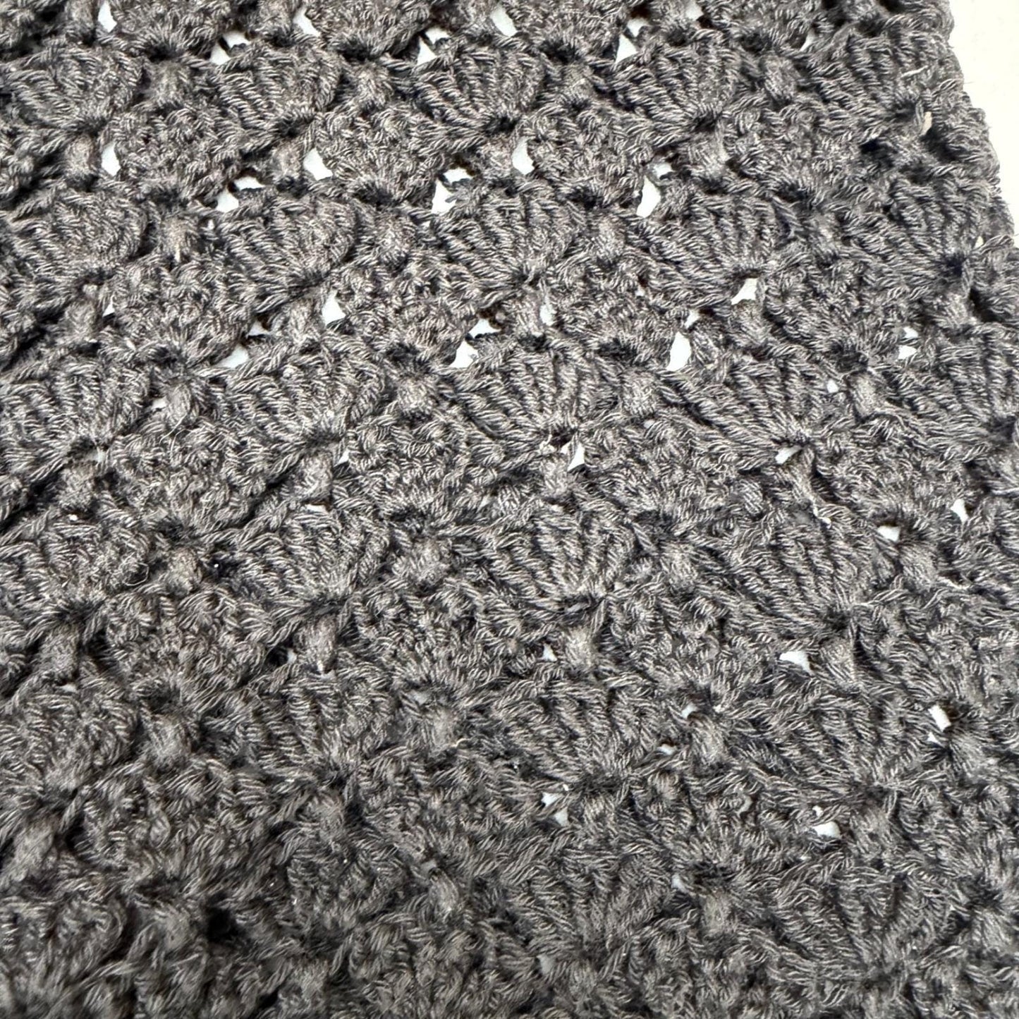 Vintage Crochet Tank Top Black Open Knit Shell Stitch Boho Parisian Chic Small