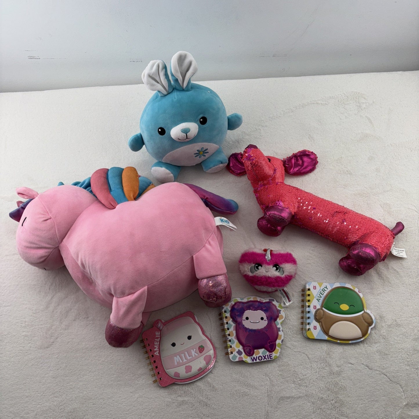 Stuffed Animal + Squishmallows Notebooks Lot - Unicorn Weiner Dog Squeezemallow