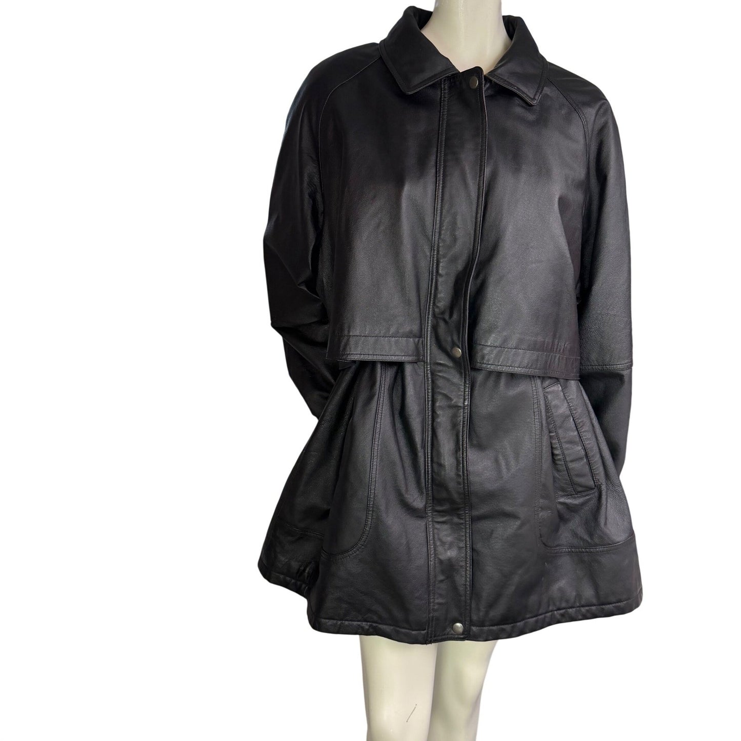 Vintage Black Leather Jacket 22W Plus Size Oversized Minimal Chic Soft