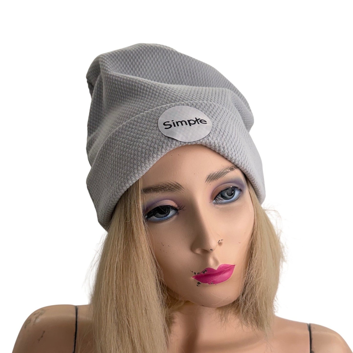Simpłe Slouchy Beanie — Grey Honeycomb Knit