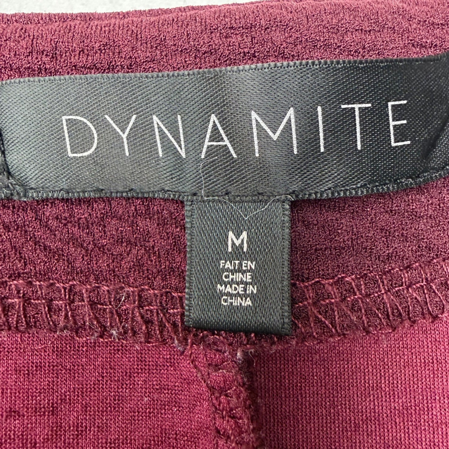 Dynamite Long Sleeve Mini Dress Burgundy Textured Bodycon Dark Academia Y2K M