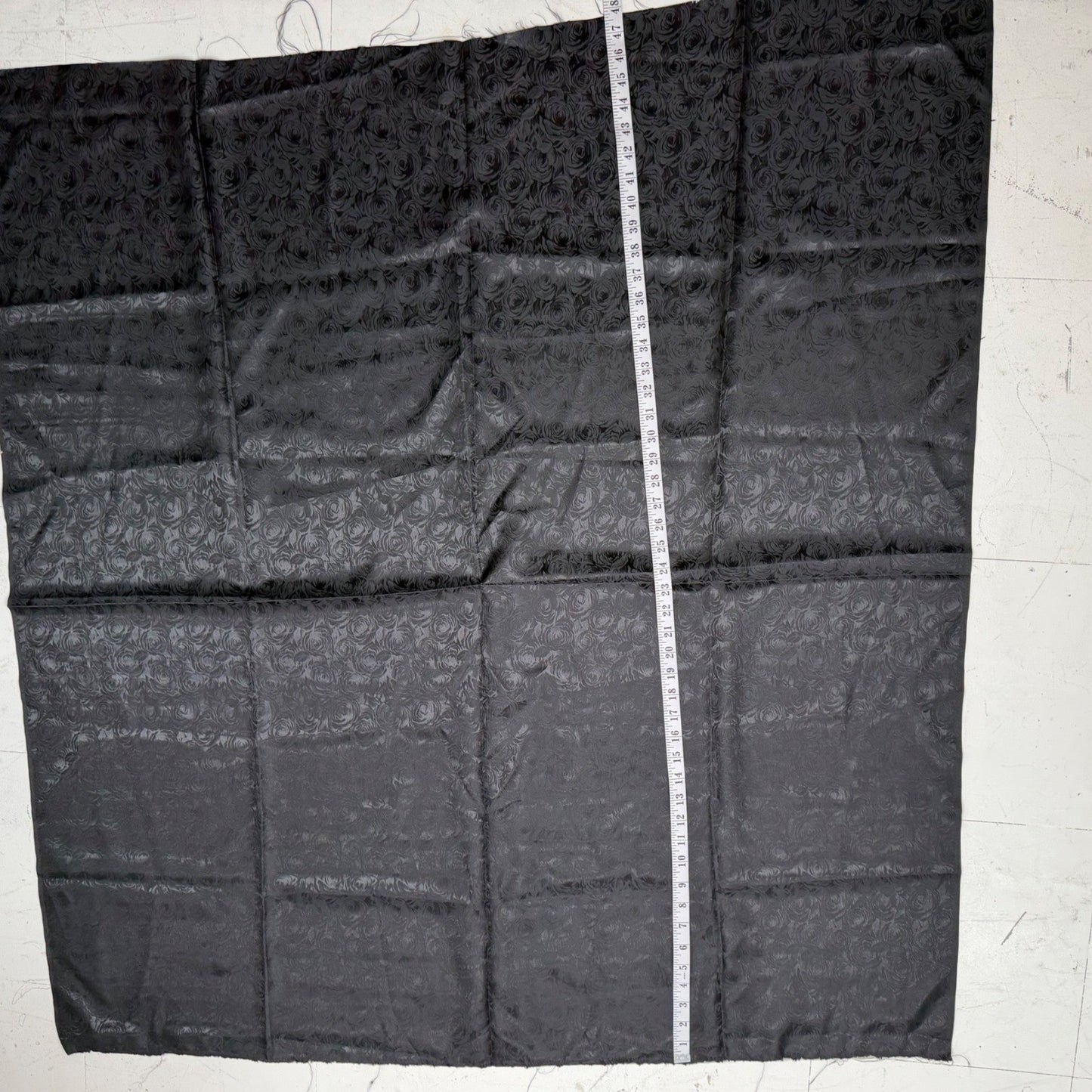 Black Rose Floral Jacquard Fabric Woven Tone-on-Tone 45x48 1.3 Yards