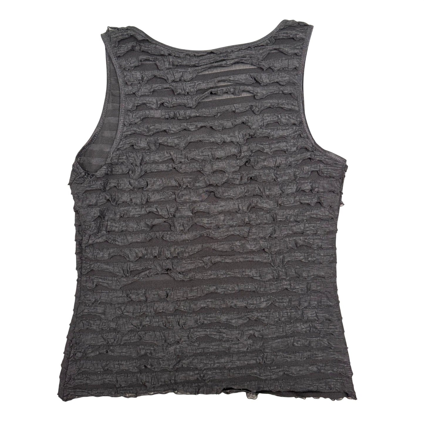 Women's handmade Tank Top Black Ruffle Tiered Mesh Grunge Fairycore Y2K Small