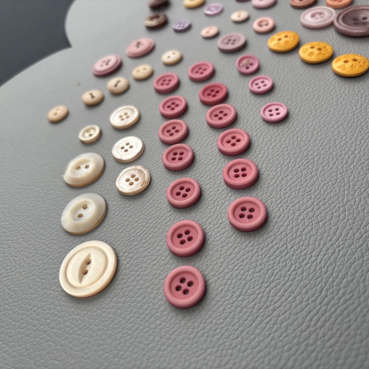 Vintage 78 Button Lot Pastel & Bright Mix | Pink, Yellow, Peach, Early Plastics