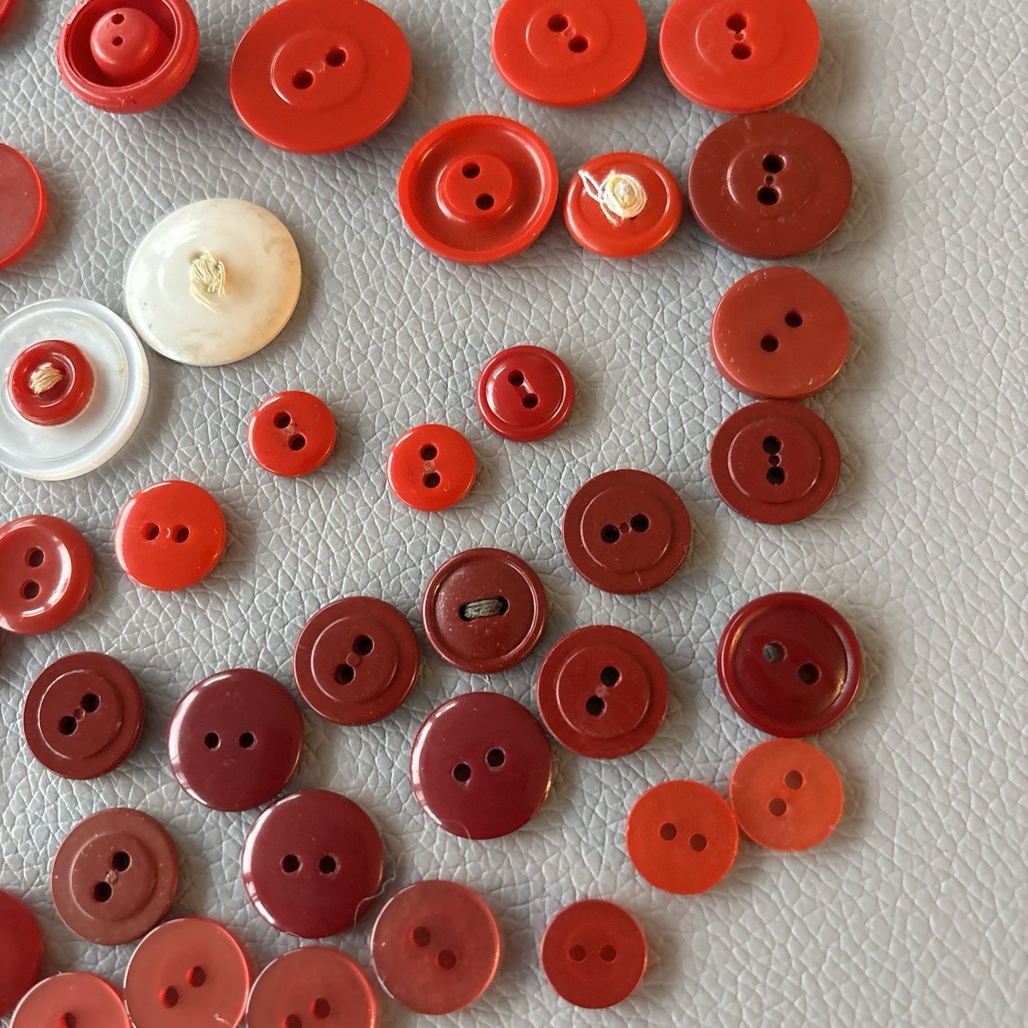 Vintage Red Button Lot Two Hole, Early Plastics Sewing Crafts Small Medium Large
