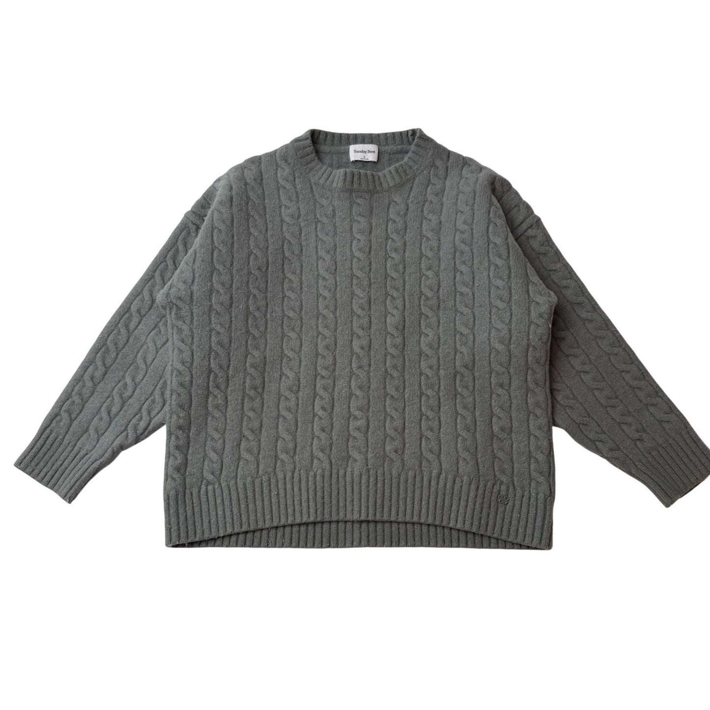 Aritzia Sunday Best Cable Knit Sweater  Merino Wool Green Old Money Sz Small