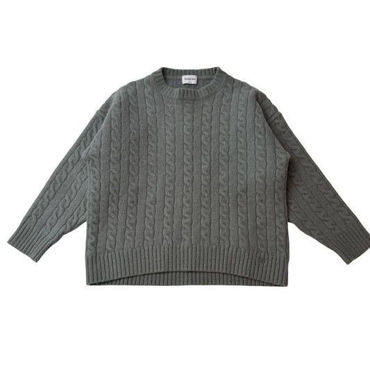 Aritzia Sunday Best Cable Knit Sweater  Merino Wool Green Old Money Sz Small