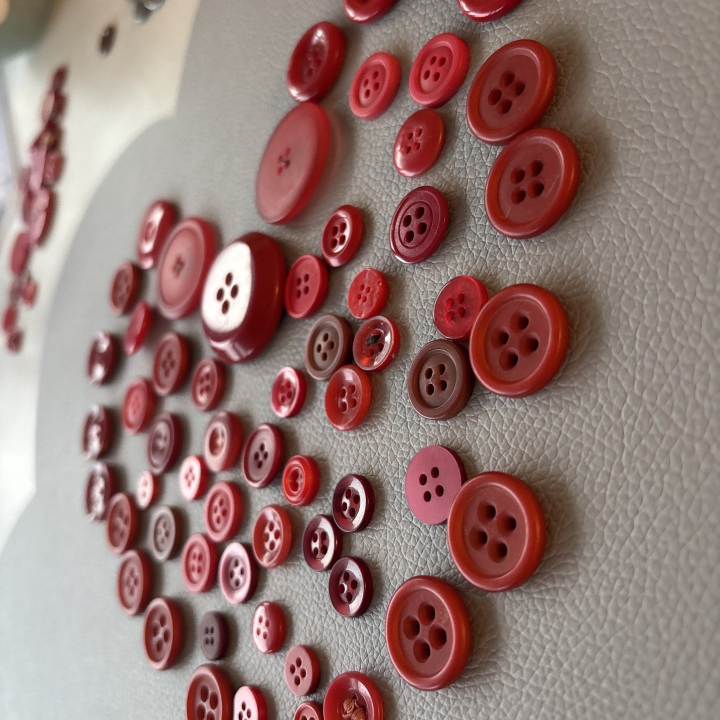 Vintage Red Four Hole Button Lot Made Of Early Plastic 3 Large,  Small + Medium