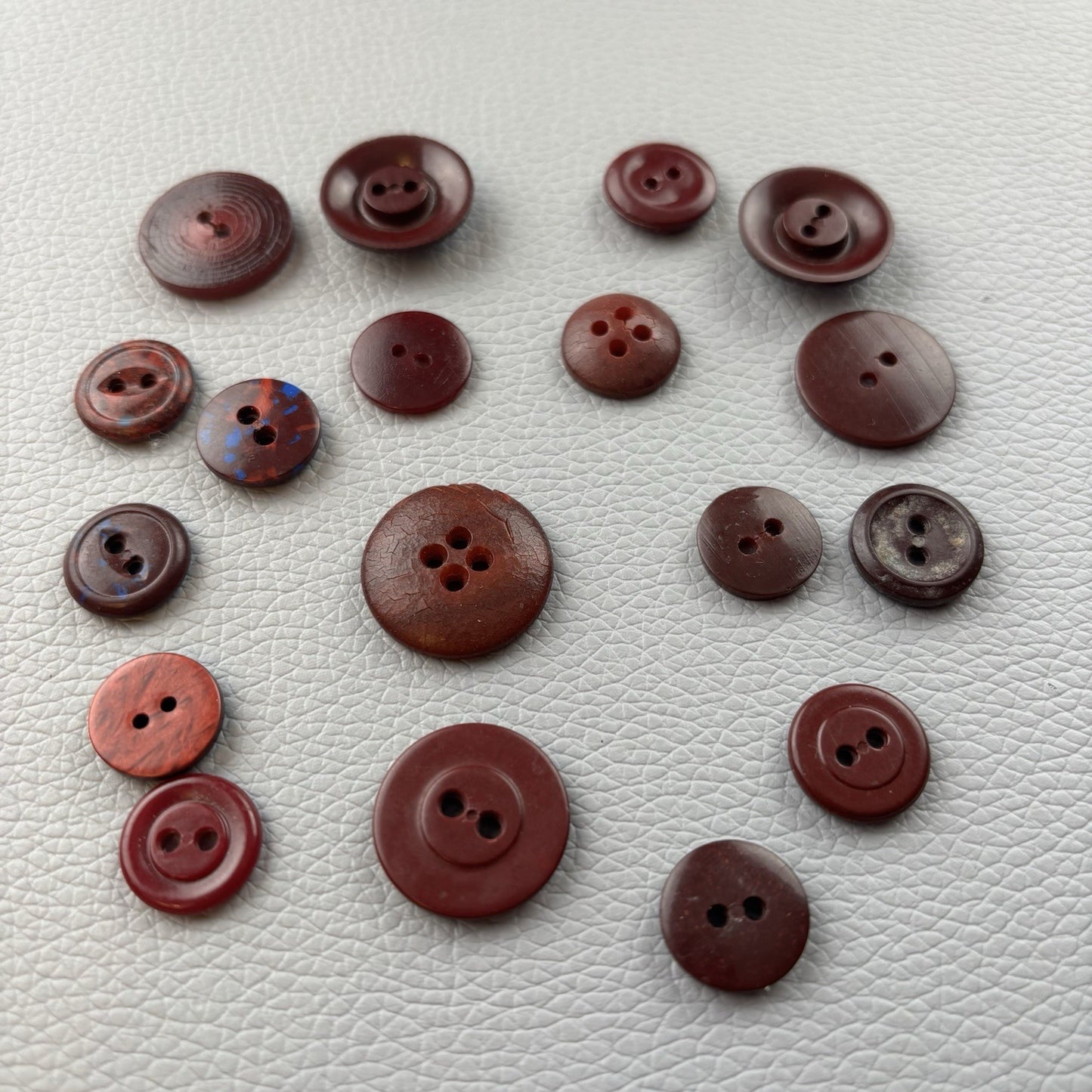 Vintage Burgundy Red Buttons Lot. 18 Piece Two Hole Four Hole Small Md Crafts