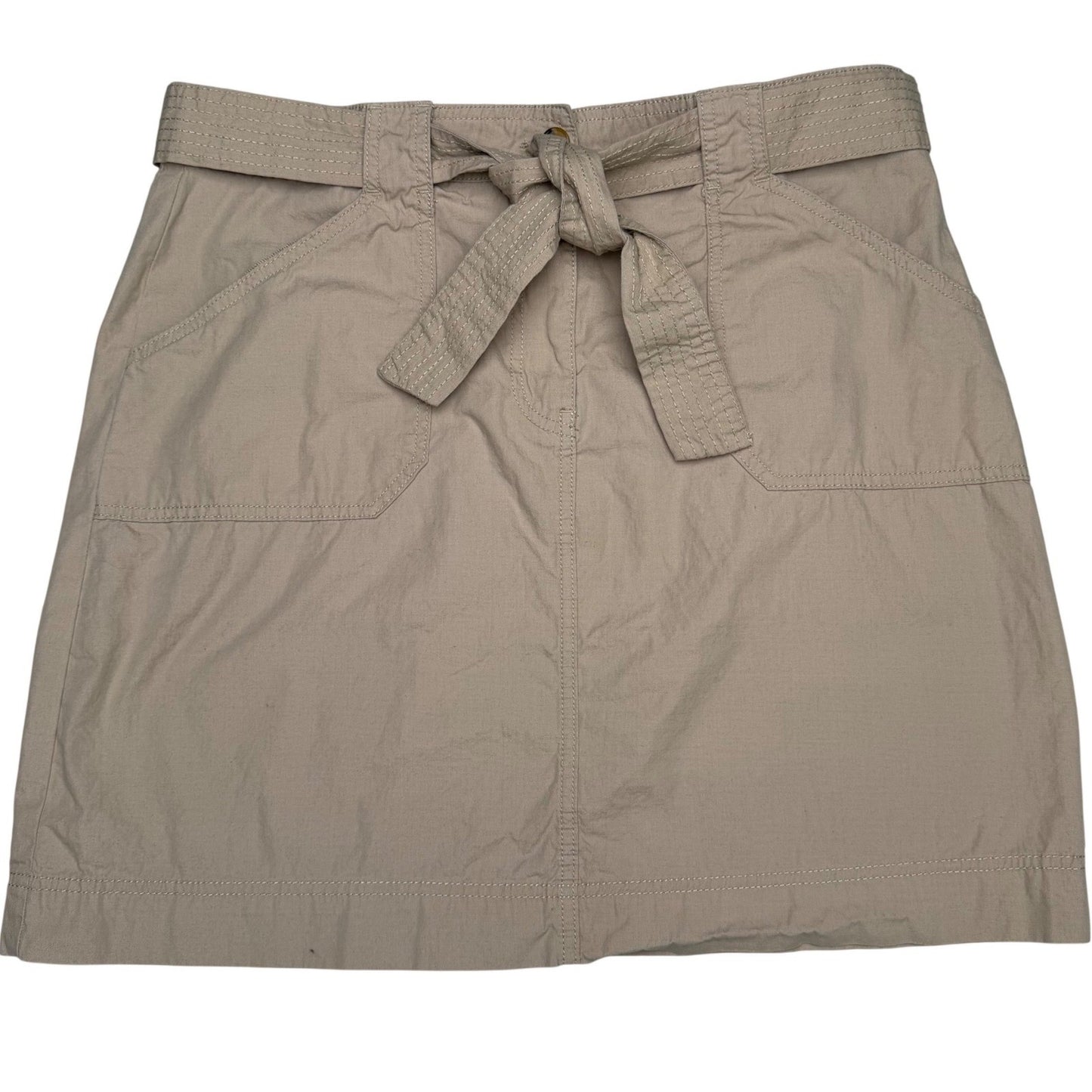 Arie Ariella Skirt Khaki Tan Cotton Belted Basiccore Coastal Grandma Women XL