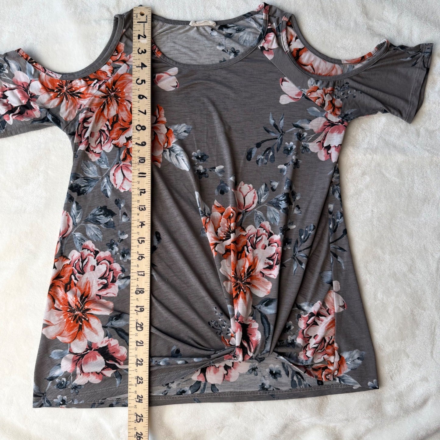 Cotton Bleu Floral Cold Shoulder Top Twist Knot Soft Girl Summer Boho Small