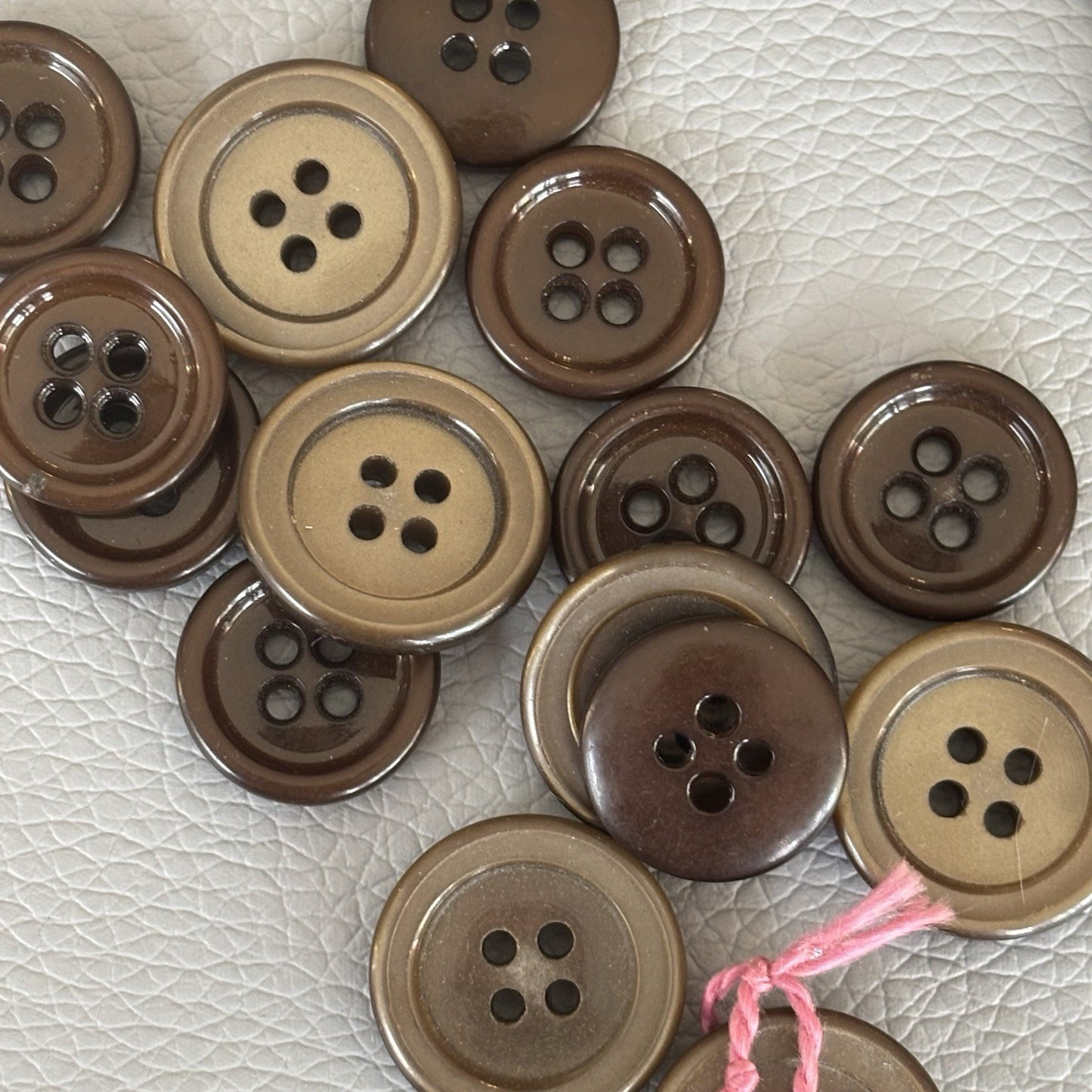 Vintage Button Lot 4 Hole Plastic Small + Medium Sized Buttons Brown Grey Beige