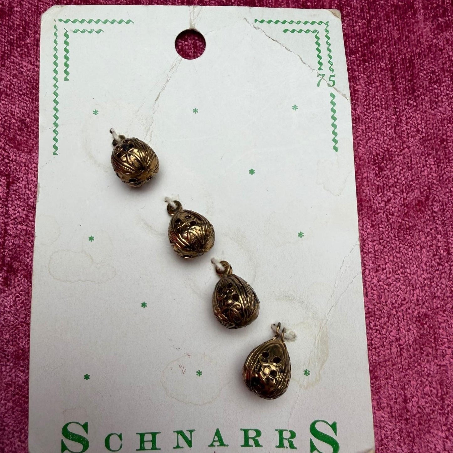 Schnarrs + Baycrest Vintage Gold Metal Buttons Filigree Polished Shank Lot 7pc