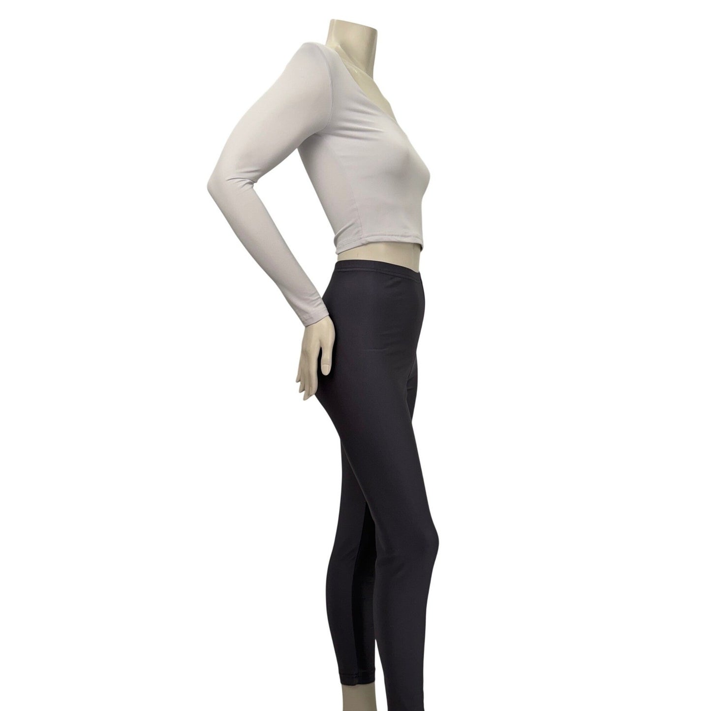American Apparel Silver Leggings Large ~ Shein  White Crop Top Small Balletcore
