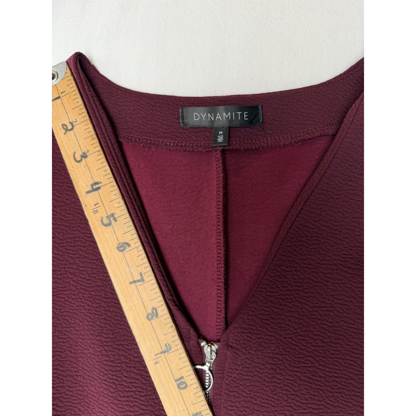Dynamite Long Sleeve Mini Dress Burgundy Textured Bodycon Dark Academia Y2K M