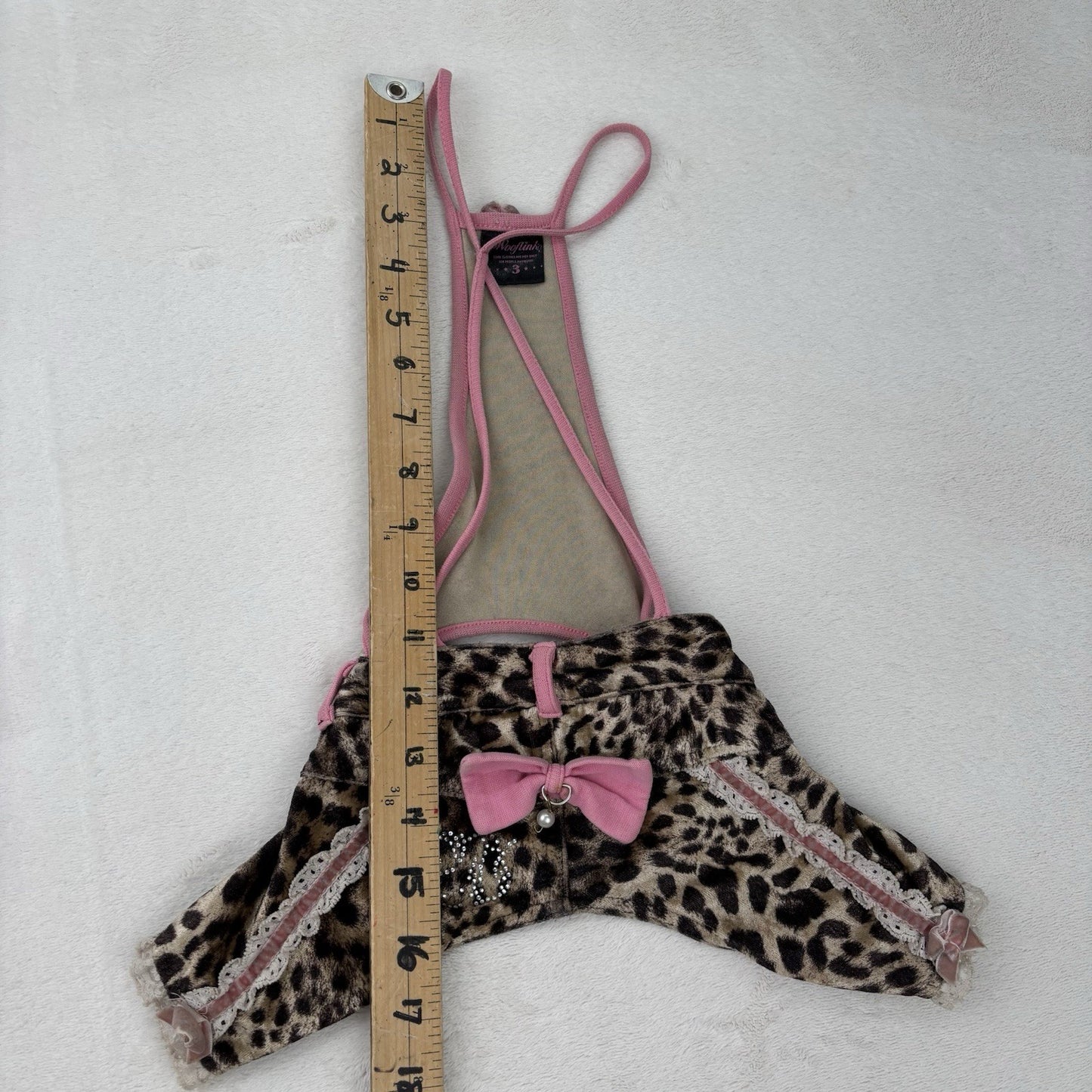 Wooflink Animal Print Dog Jumper Hot pants Size 3 Medium Dog Lace Bows Glamcore