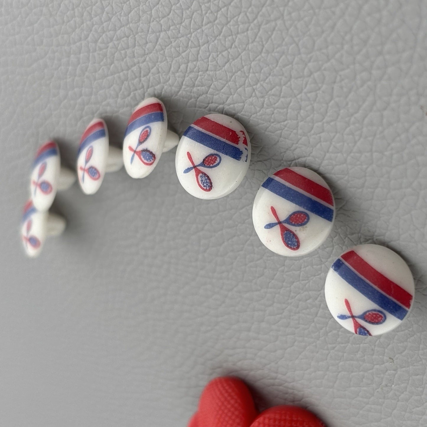 Red Blue White Badminton Button Lot ~ 37 Plastic Shank Craft Sewing Supply
