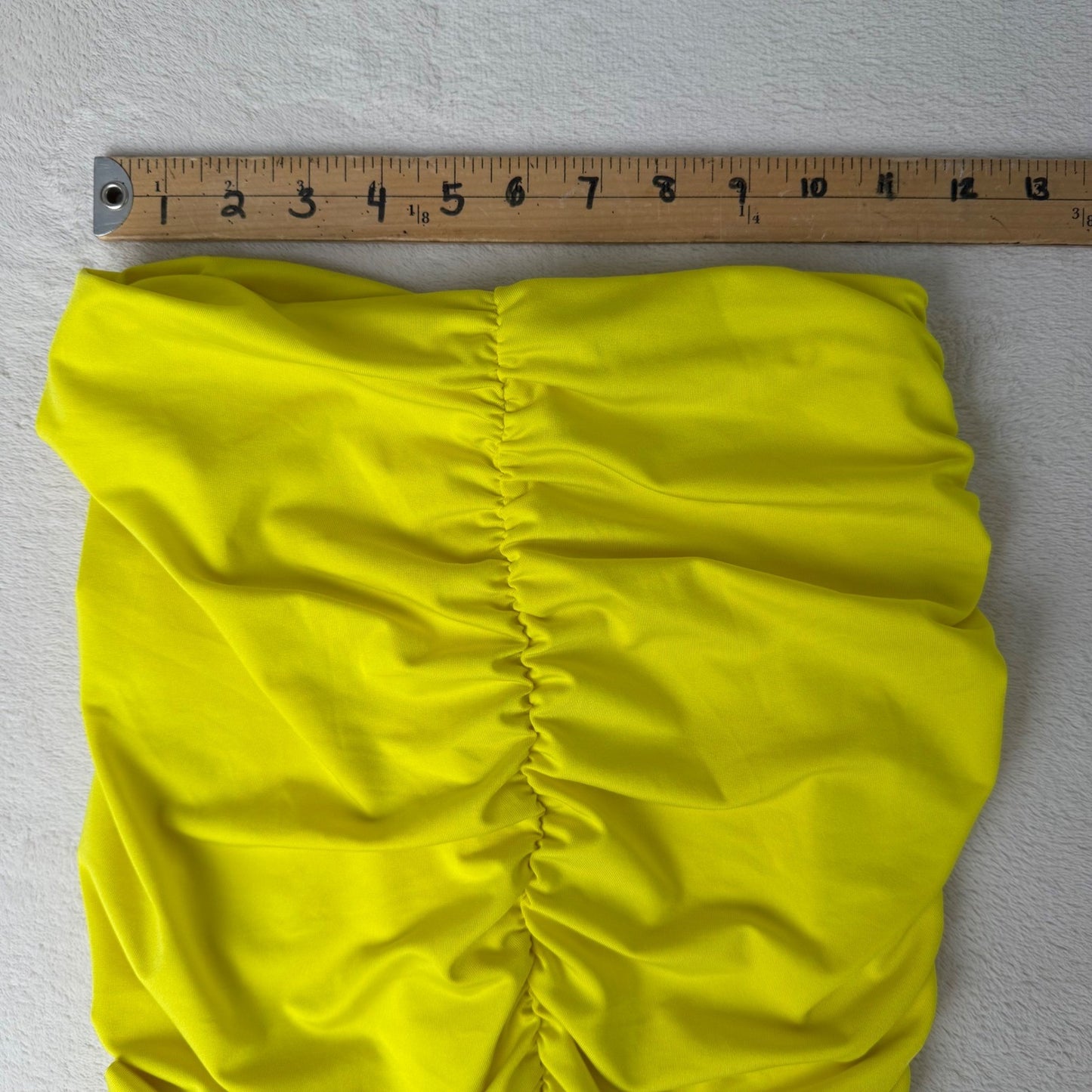 Neon Yellow Body Con Set  + Black Lycra Mini Skirt Club Rave Festival Outfit S