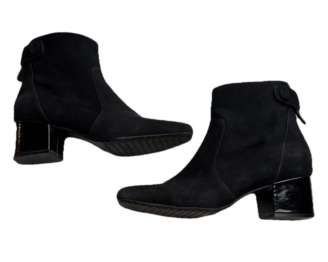Bandolino Ankle Boots Women’s Size 8.5 Black Patent Block Heel Snap Closure