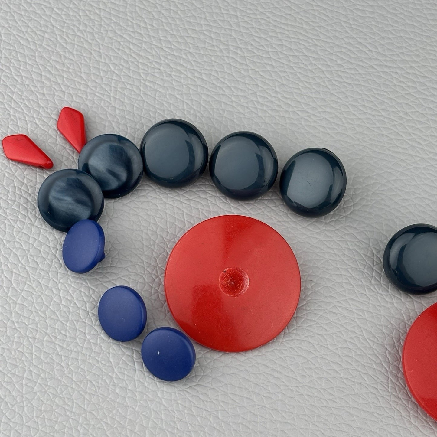 Red Blue White Badminton Button Lot ~ 37 Plastic Shank Craft Sewing Supply
