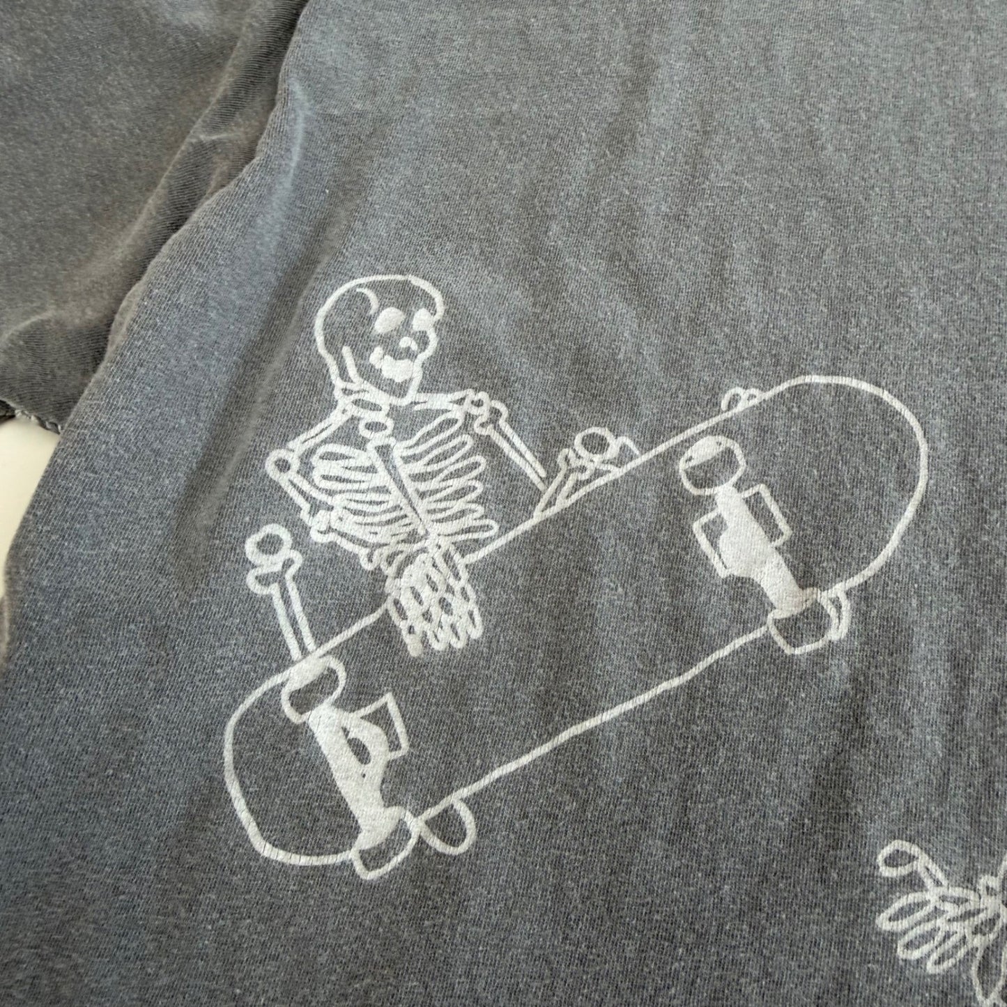 Project Social T Skeleton Skateboard Tee Grey Graphic Streetwear Goth Grunge L