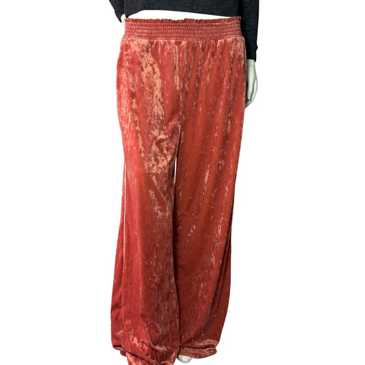 Aerie Wide Leg Pants Peach Crushed Velvet  Athleisure Dopamine Sporty Spice XL