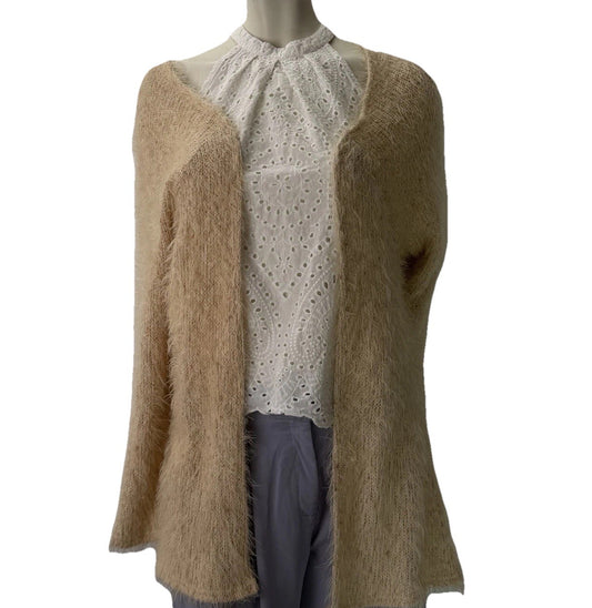 Some Days Lovin Fuzzy Pink Cardigan Eyelash Open Front Sweater  Women’s Small