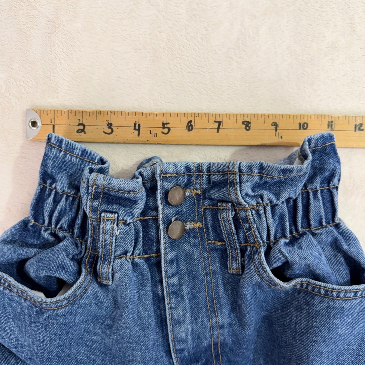 Oak + Fort Jeans High Waisted Paperbag Waist Mom  Cropped Raw Hem Womens Small