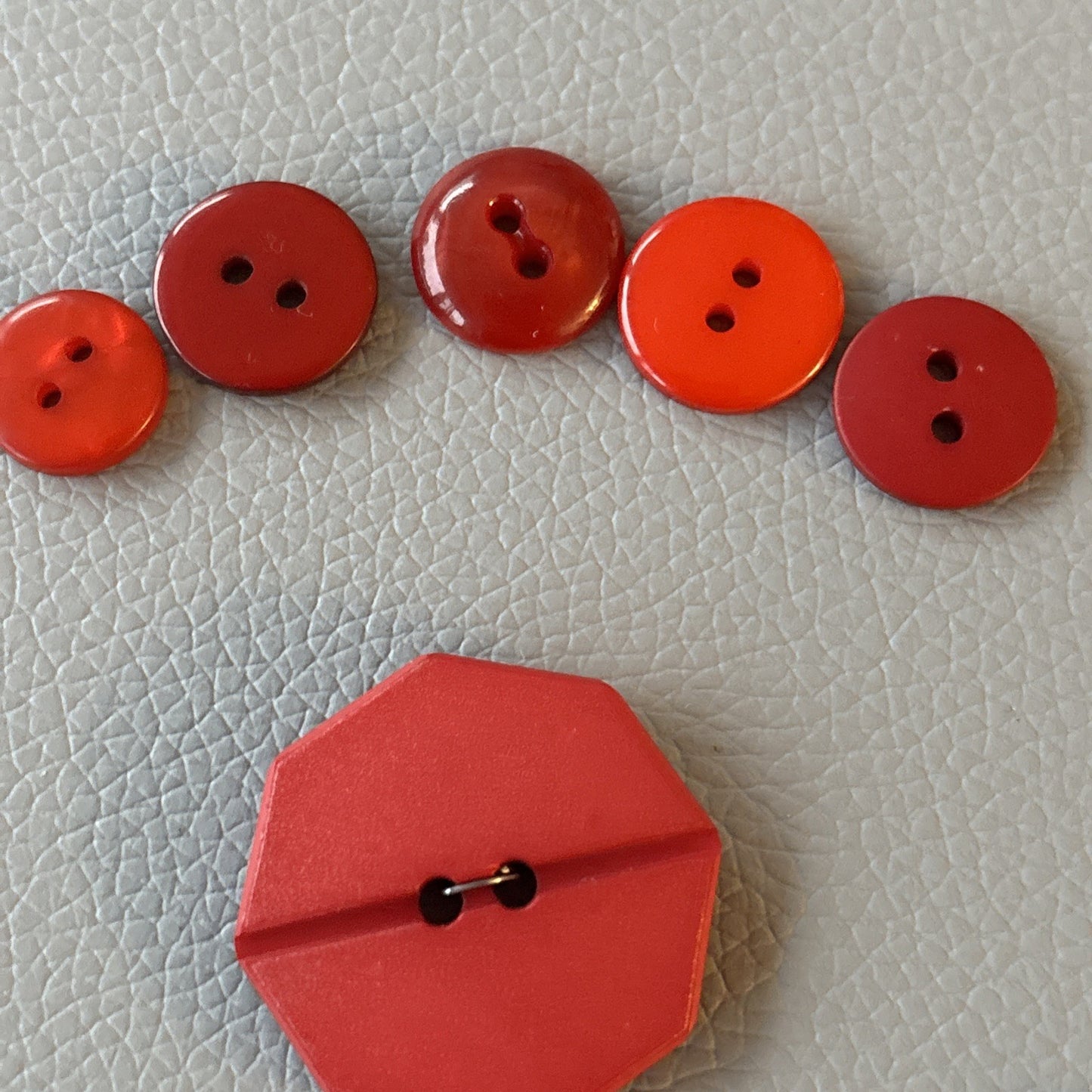 Vintage + New Plastic Buttons Gray + Red Small Medium Large 2 Hole Sewing Crafts
