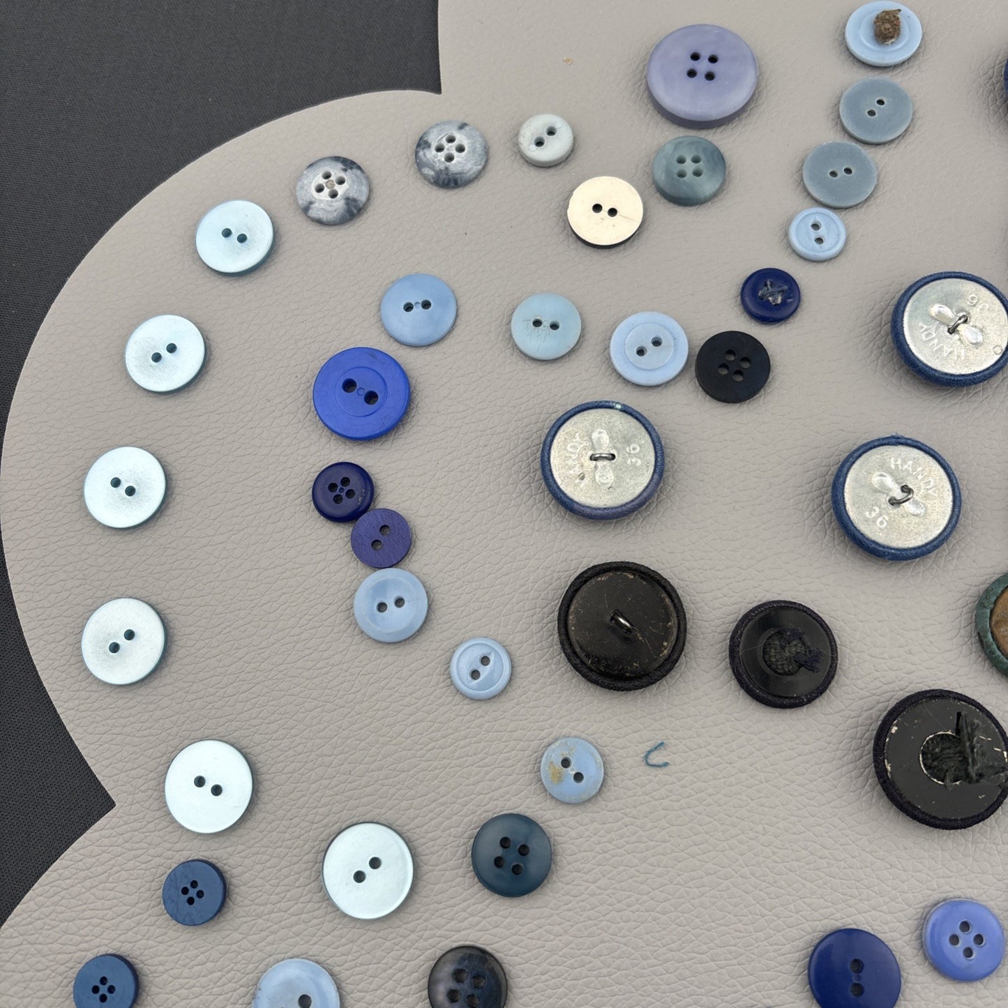 Vintage Blue Fabric Covered Buttons Lot Velvet Tweed Knit Tailor Shank 1940s-60s