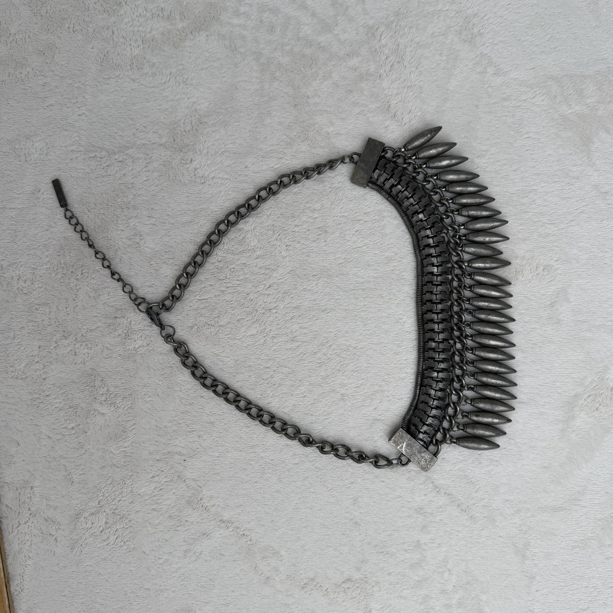 RELIGION London Gunmetal Spike Bib Necklace — detail photo 7